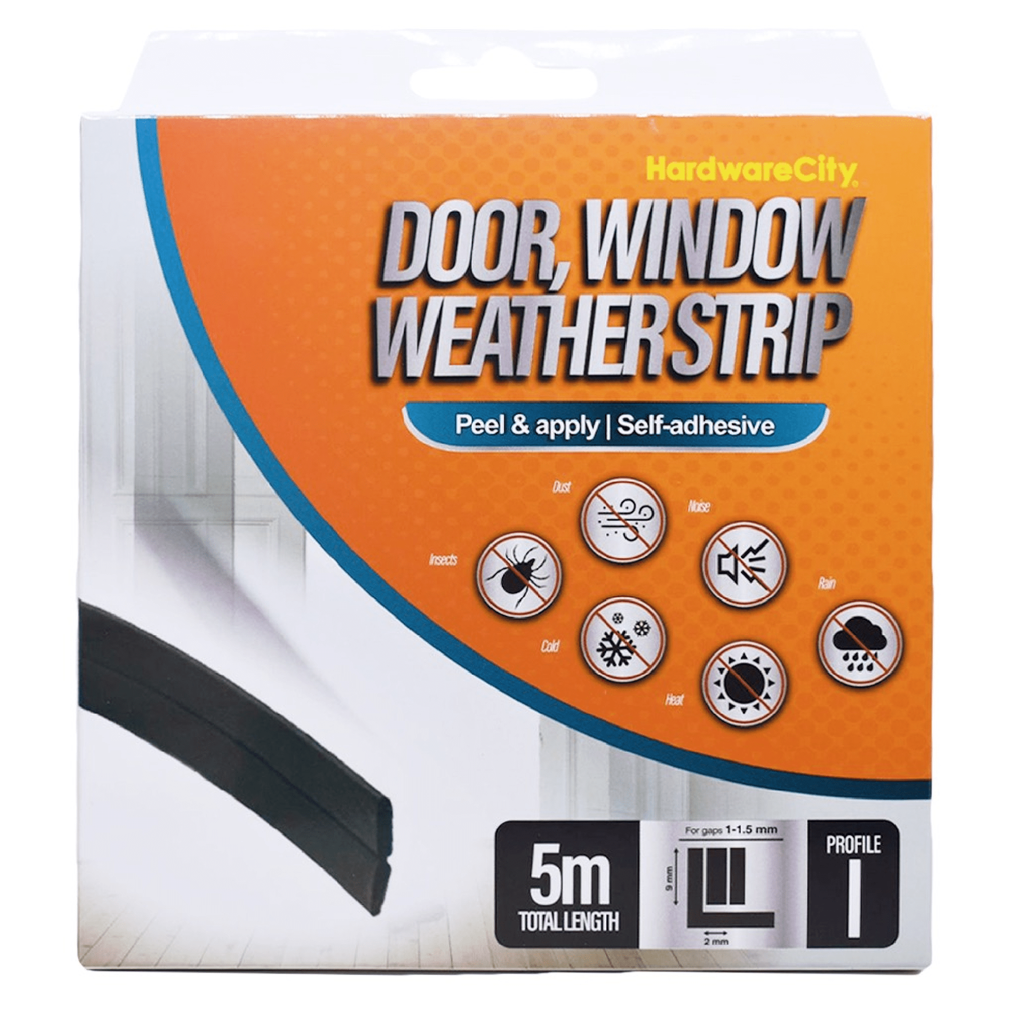 HardwareCity Self Adhesive Door & Window Weatherproof Seal FLATPROFILE